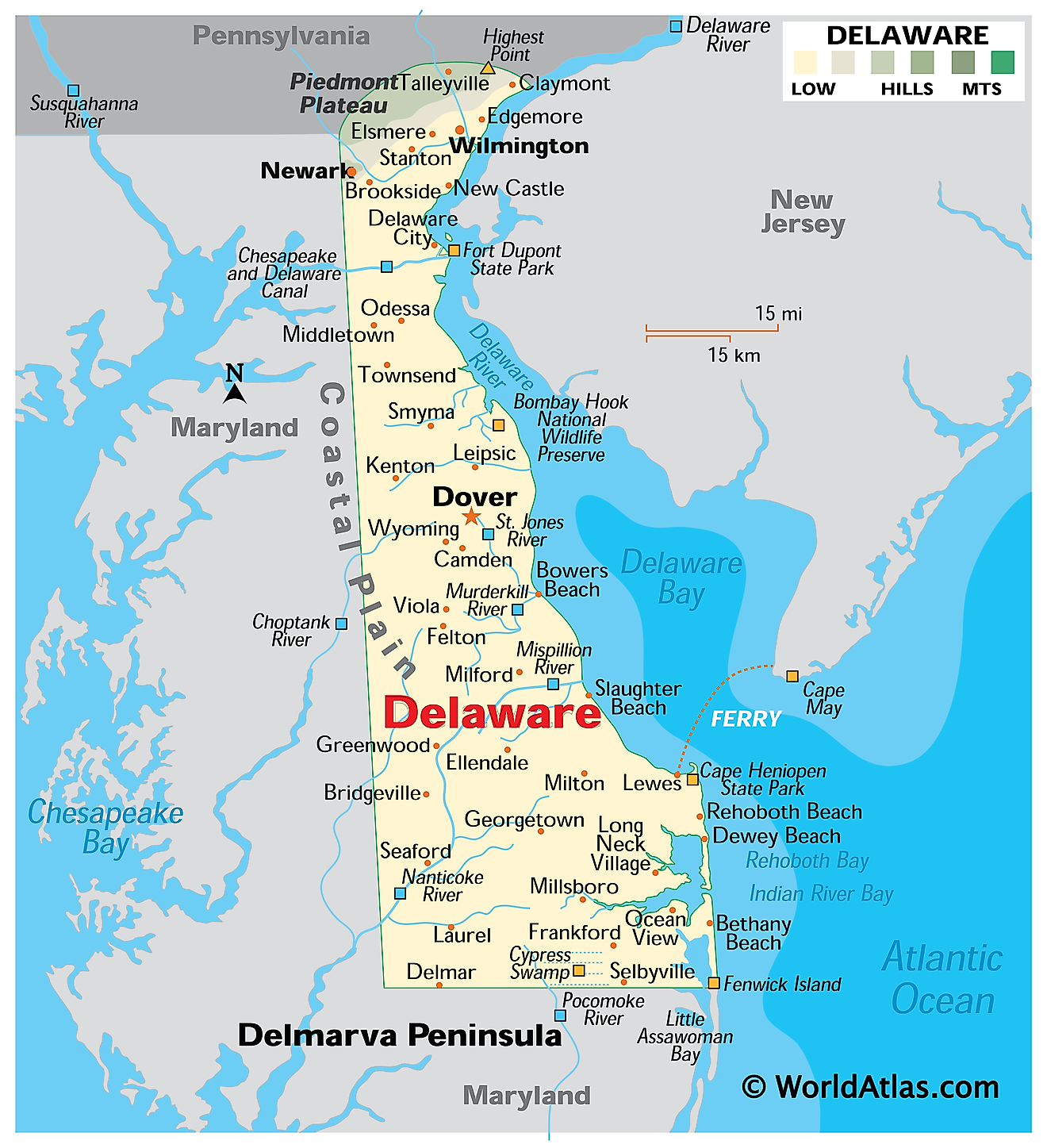 Large Map Of Delaware Delaware Maps & Facts - World Atlas