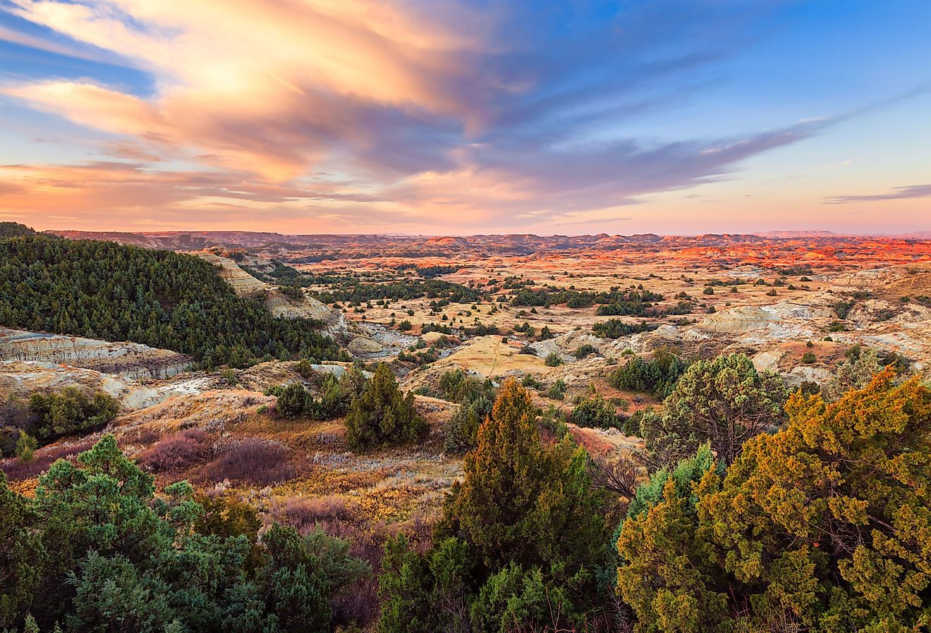 Sunrise over Theodore Roosevelt National Park, North Dakota.