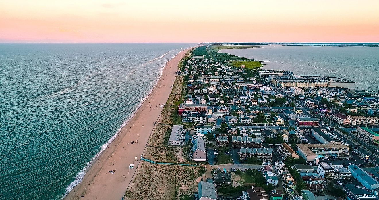 Aerial view of Dewey Beach, Delaware.