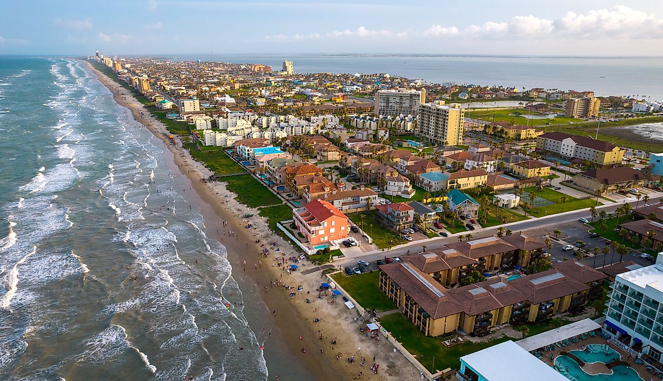 Arial view of South Padre Island, Texas.