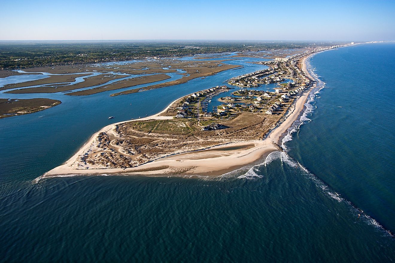 The village of Murrells Inlet and the surrounding estuary habitat, pictured here