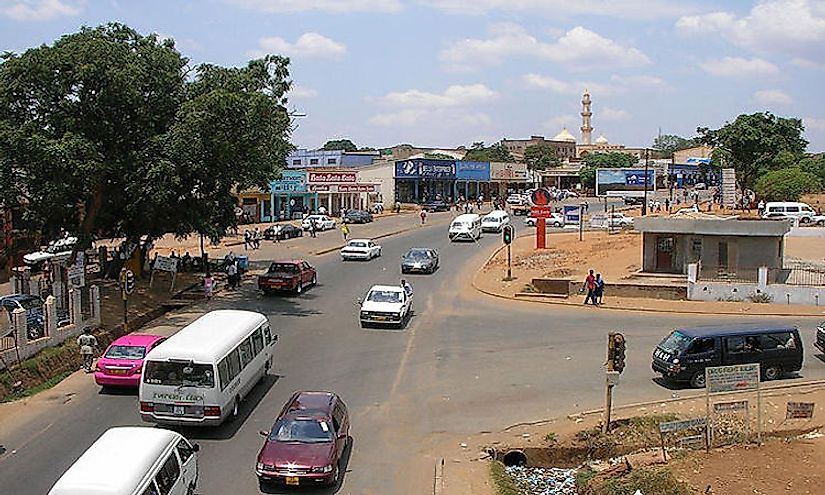 A street scene in Lilongwe, the capital and largest city of Malawi.