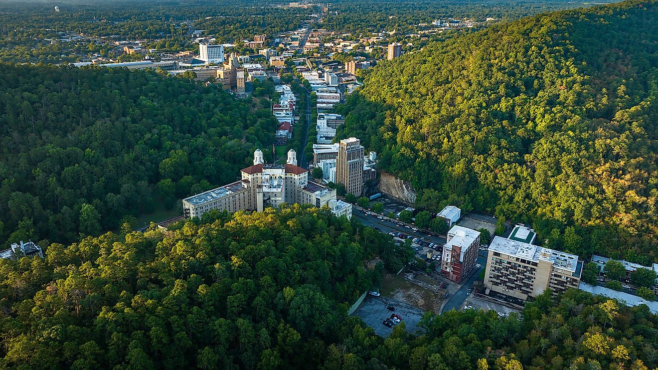 Aerial view of Hot Springs, Arkansas.