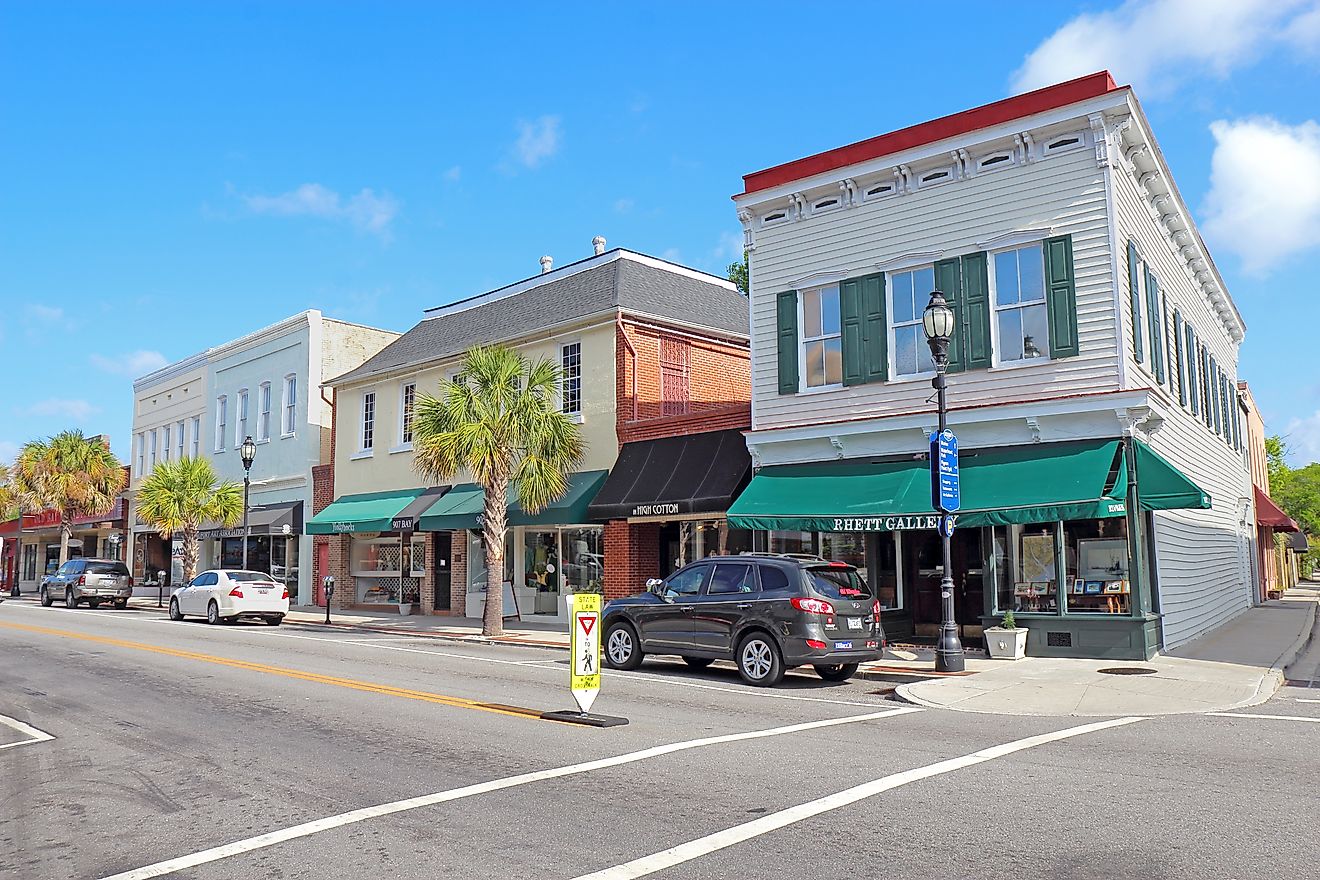 Historic buildings in downtown Beaufort, South Carolina. Editorial credit: Stephen B. Goodwin / Shutterstock.com