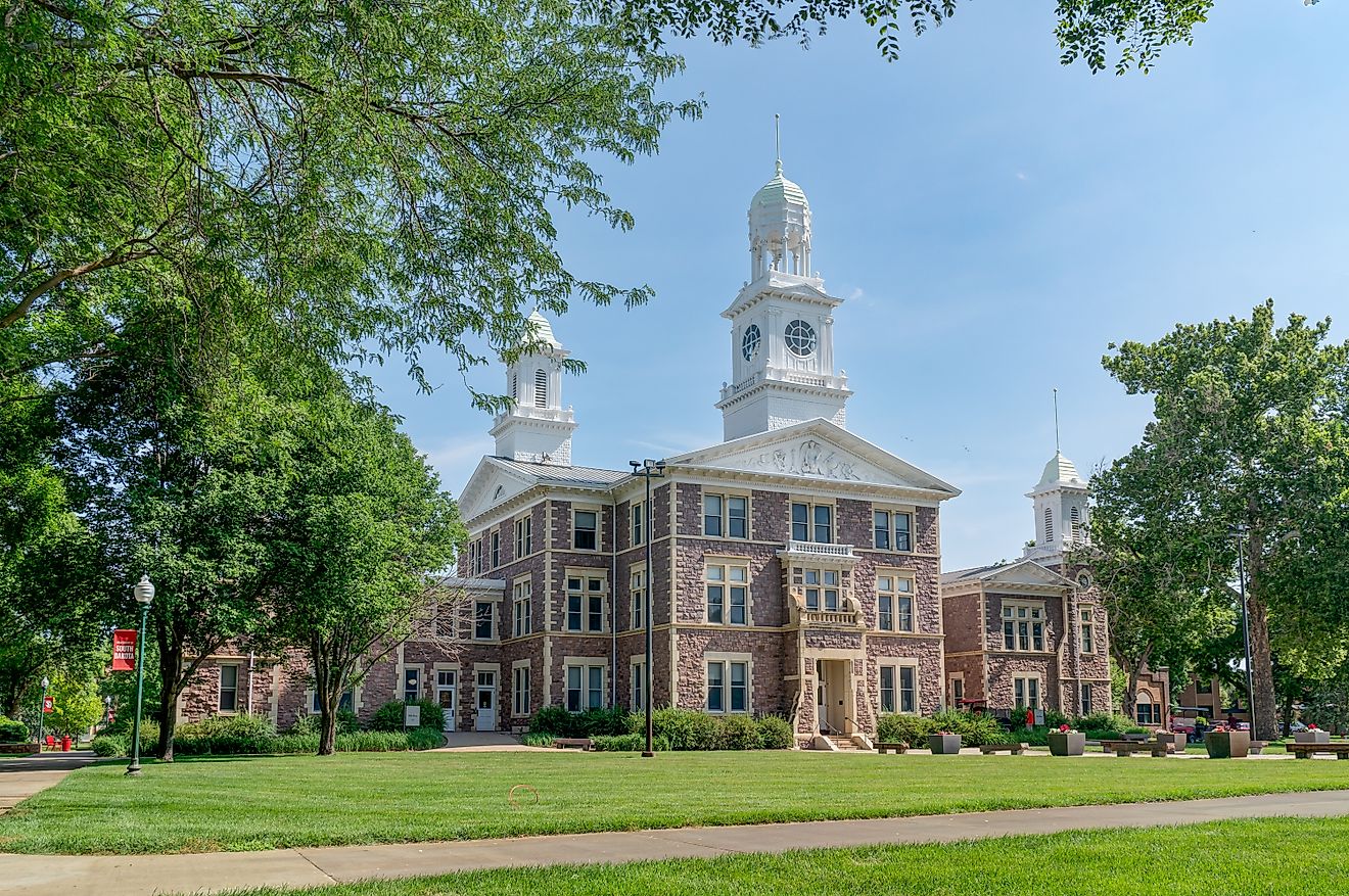 Old Main hall on the campus of the University of South Dakota, Vermillion. Editorial credit: Ken Wolter / Shutterstock.com