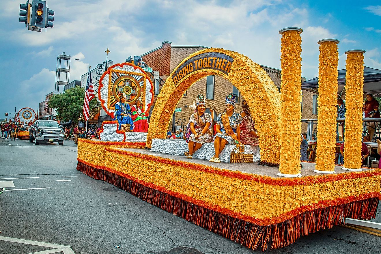 Cherokee National Homecoming Parade in Tahlequah, Oklahoma. Editorial credit: Vineyard Perspective via Shutterstock.