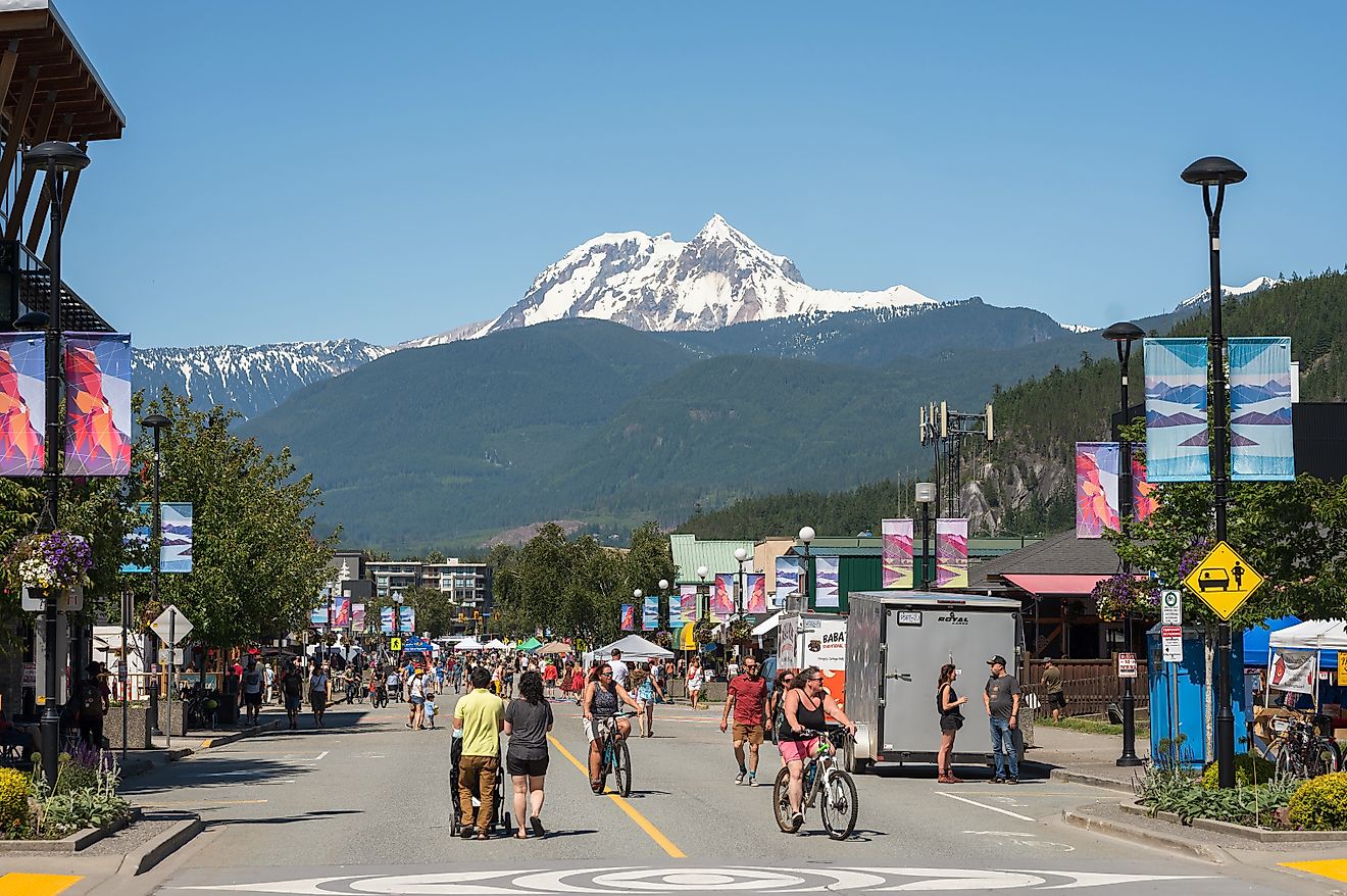 Main Street in Squamish, British Columbia. Editorial credit: David Buzzard / Shutterstock.com.