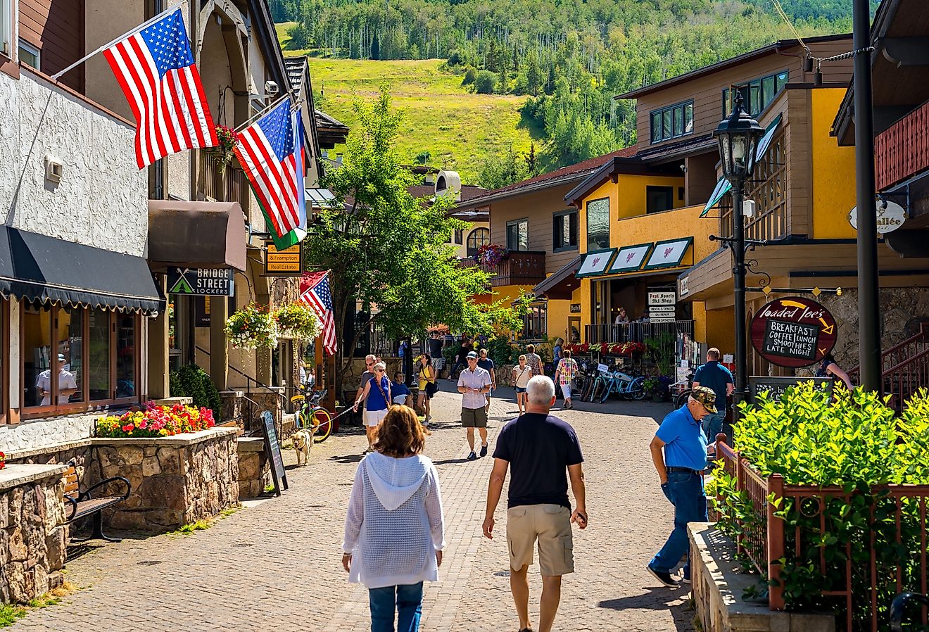 Ski resort village in summer time in Vail, Colorado. Image credit Alex Cimbal via Shutterstock