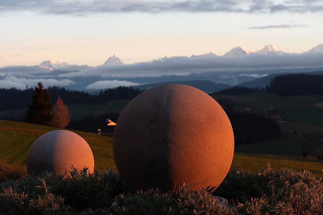 The Stone Spheres of Costa Rica in the sunset