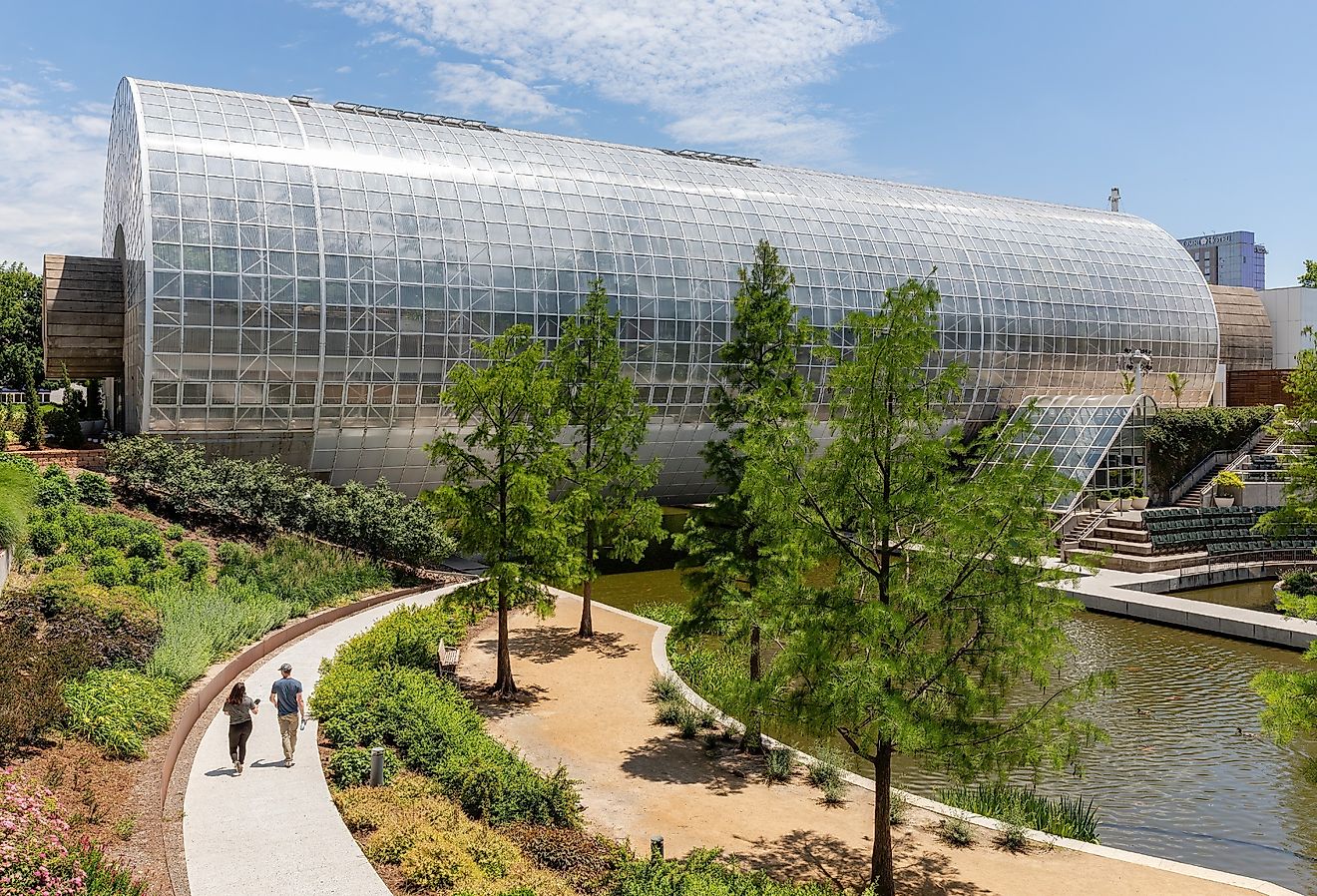 People walk through the Myriad Botanical Gardens in downtown Oklahoma City. Image credit Alonzo J. Adams via Shutterstock