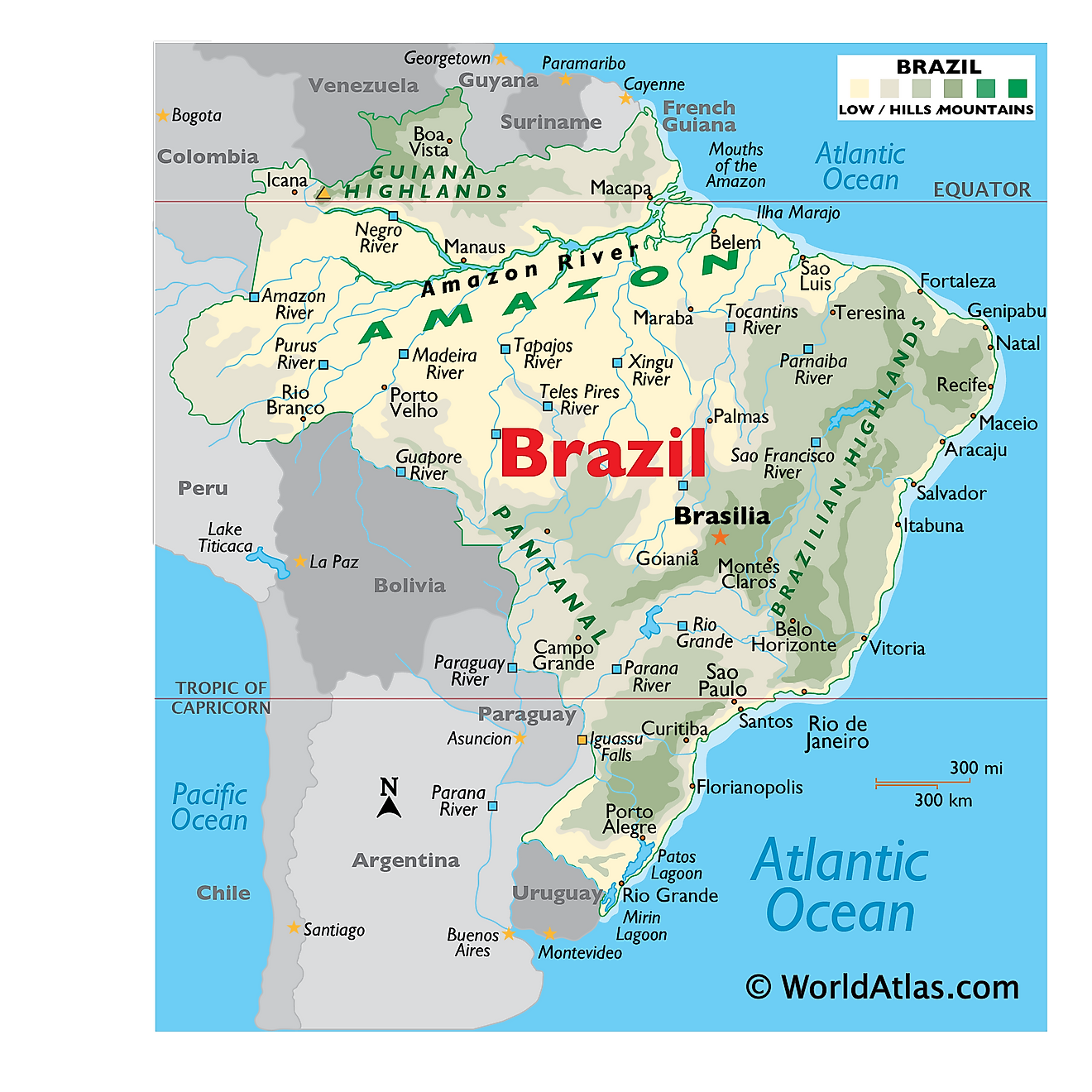 map of South America highlighting brazil, Rio San francisco