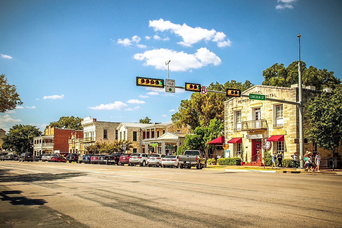 The Main Street in Fredericksburg, Texas. Image credit ShengYing Lin via Shutterstock