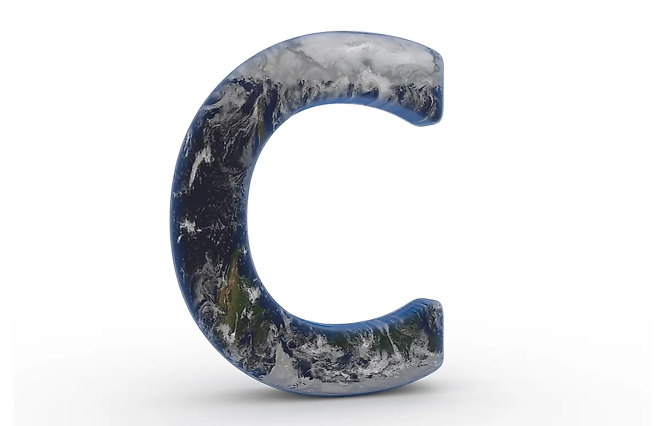 The Letter "C" decorated in the features of Planet Earth.