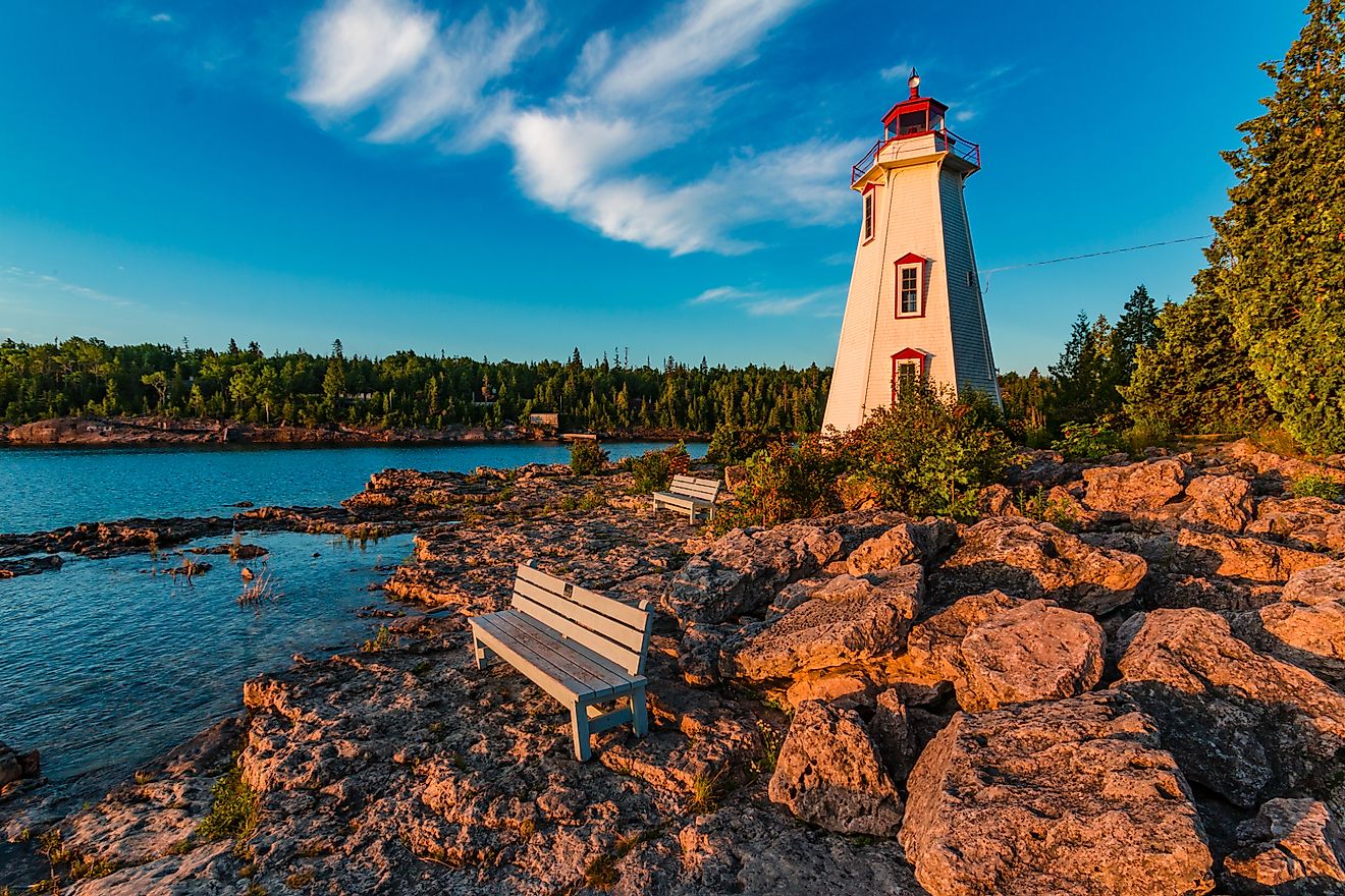 Peaceful morning light at Big Tub Lighthouse in Tobermory, Ontario, Canada