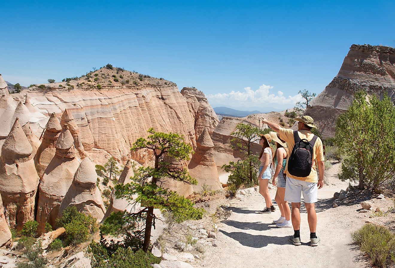 Family on hiking trip in beautiful mountains near Santa Fe, New Mexico.