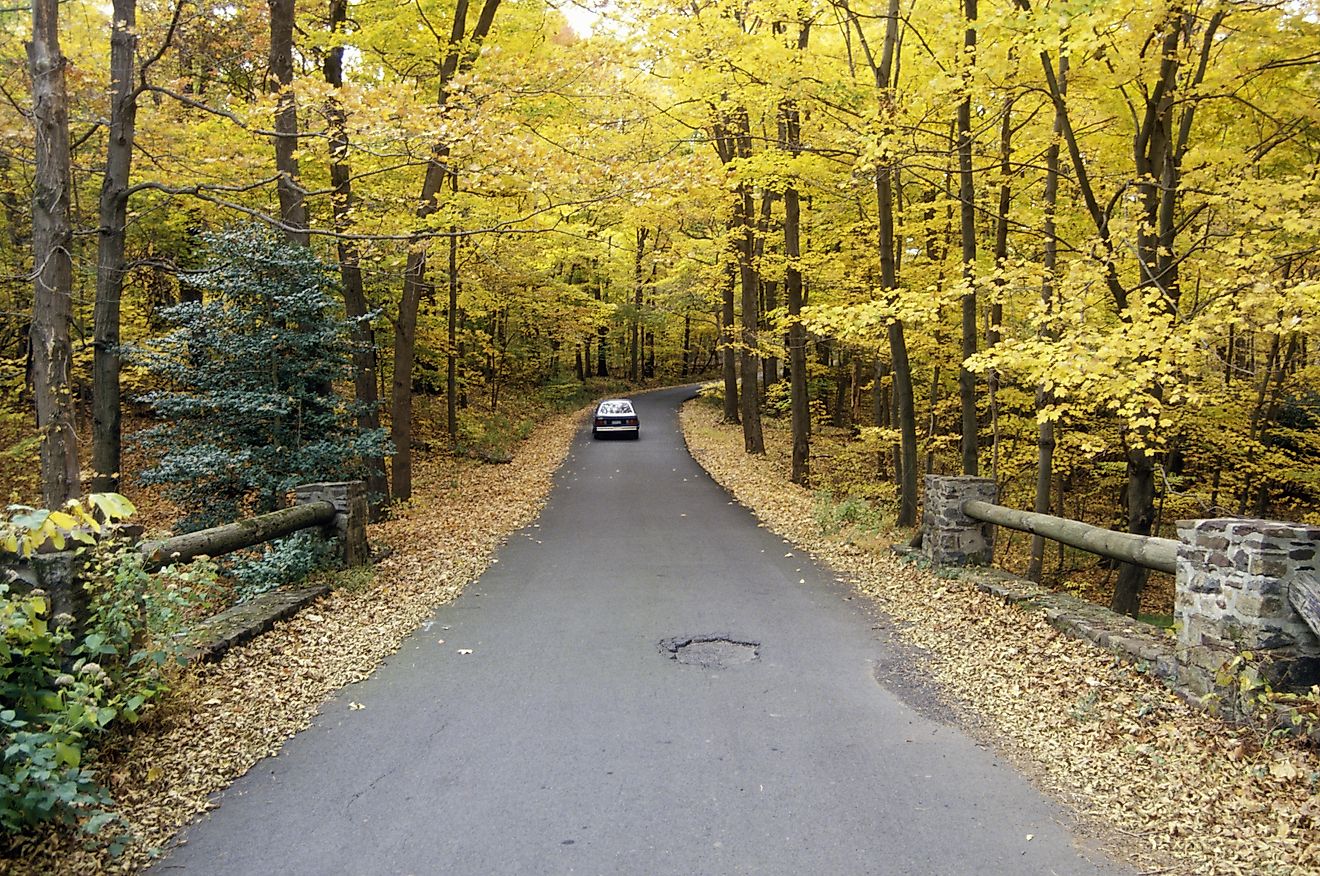 A car travelling along Route 29 in New Jersey.