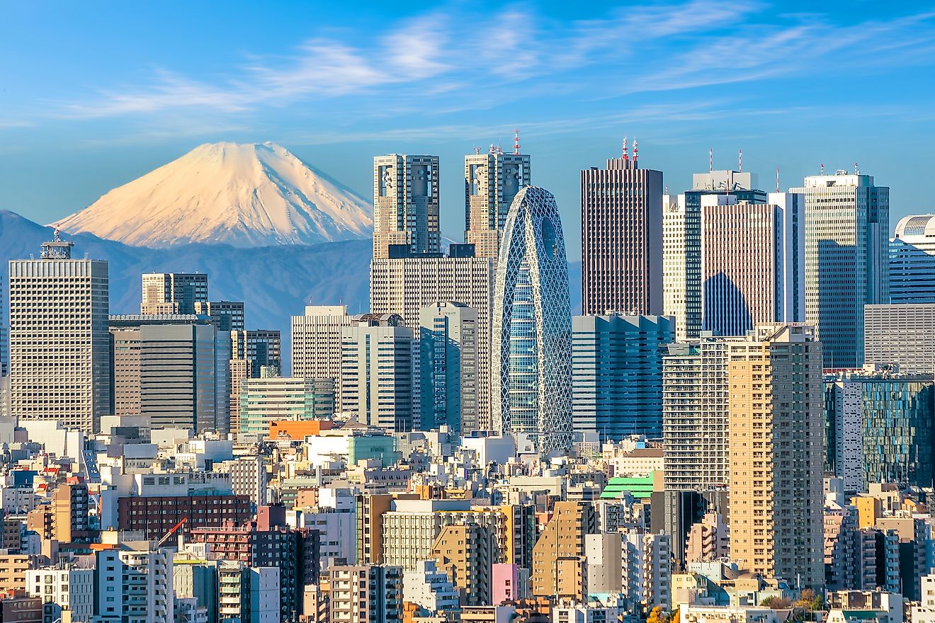 Tokyo, Japan with Mount Fuji in the background.