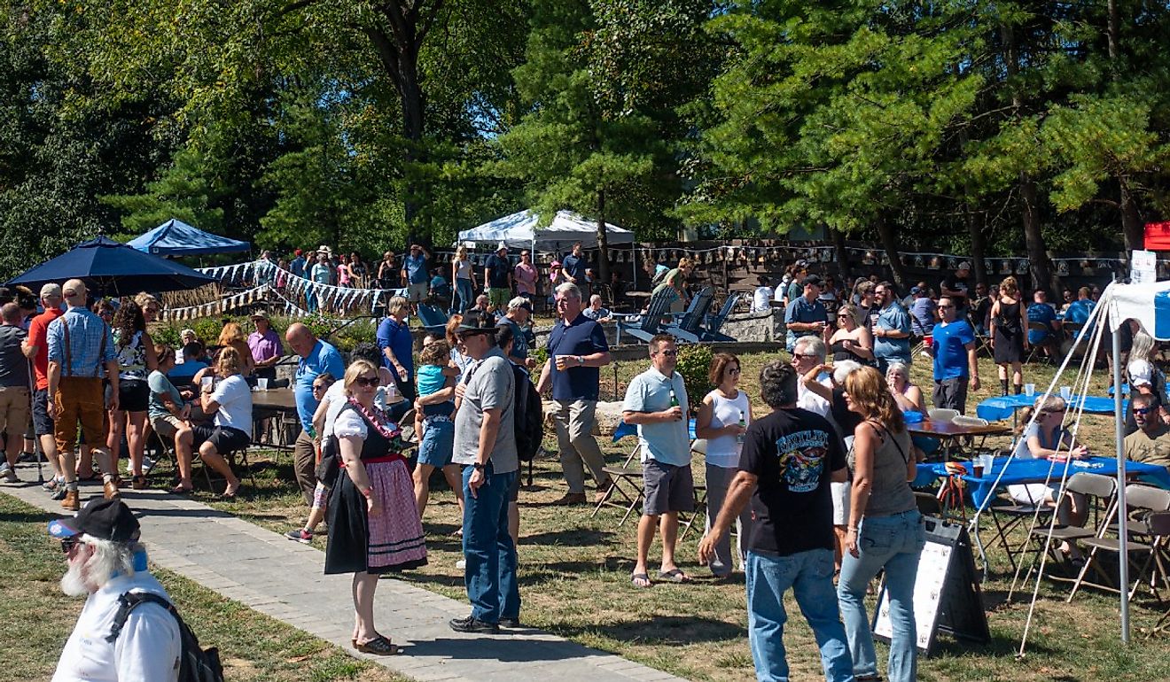 People enjoying Oktoberfest in Shepherdstown. Image credit Evgenia Parajanian via Shutterstock