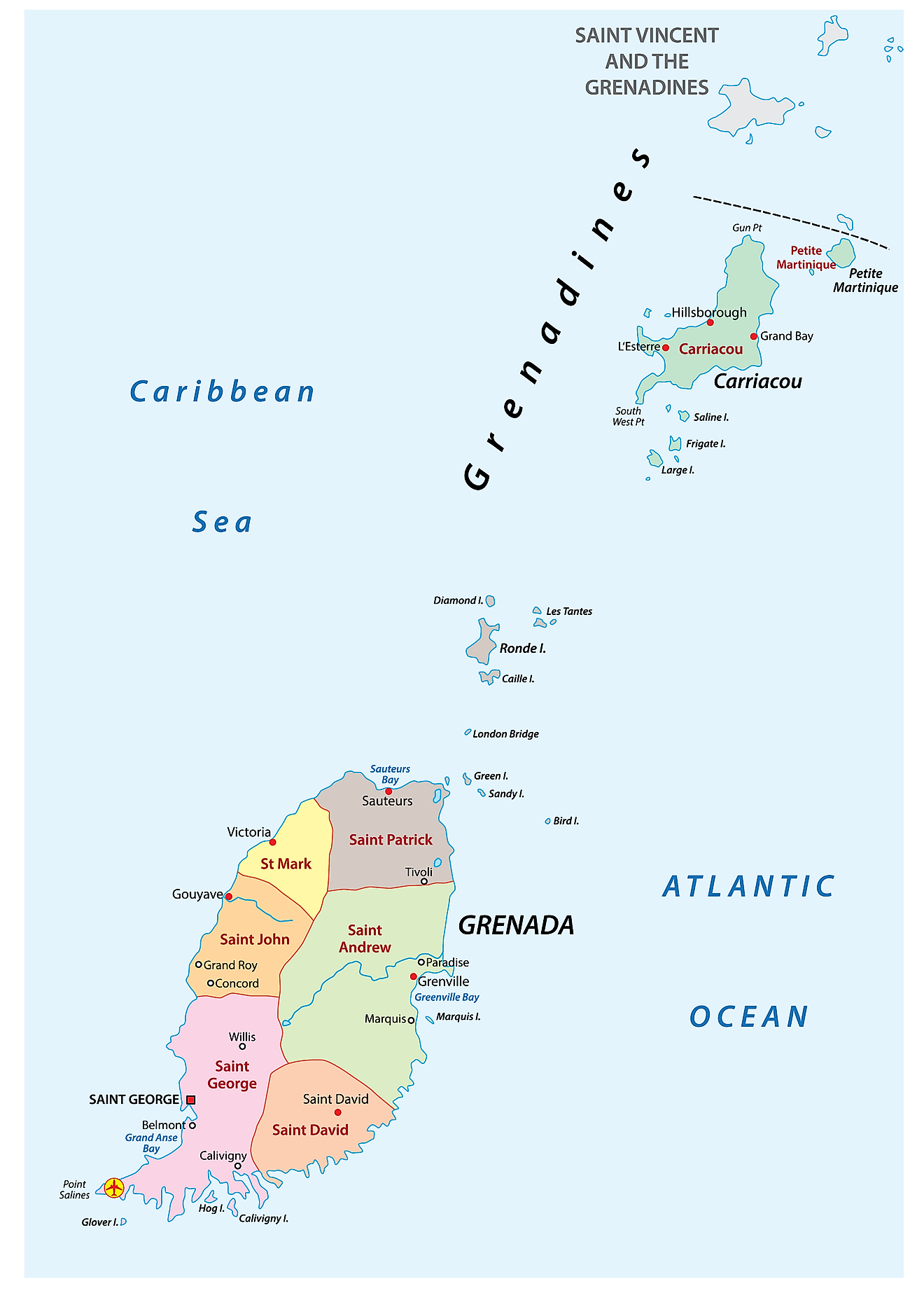 Parishes Of Grenada Map 