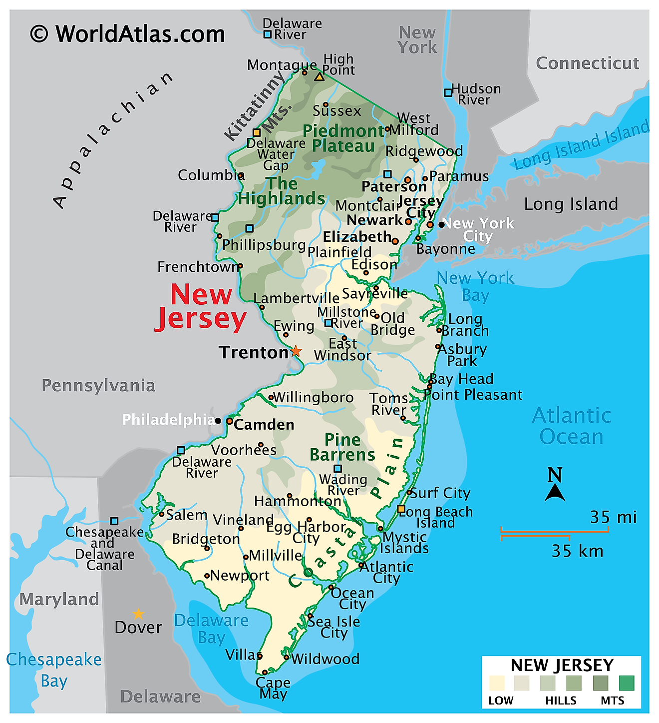 Nj New Jersey Town Map