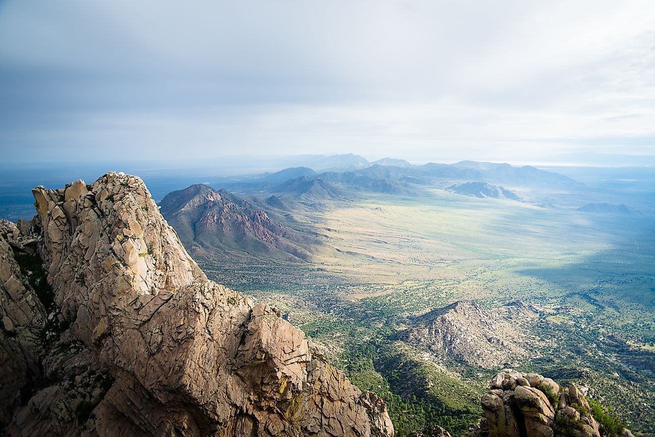 Organ Mountains Desert Peaks National Monument in New Mexico: view from the Organ Needle