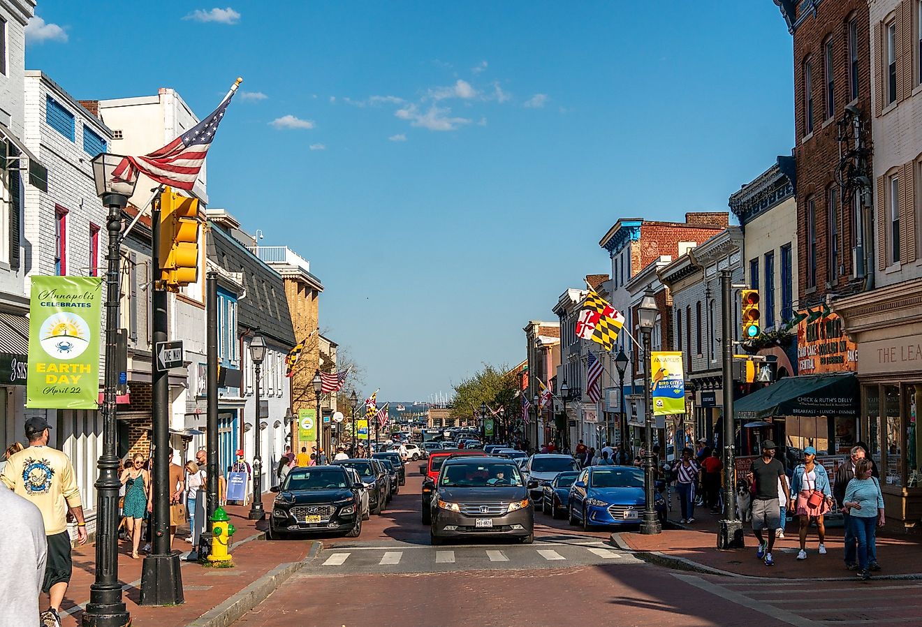 People and traffic in the main street of Annapolis, Maryland. Image credit Wirestock Creators via Shutterstock