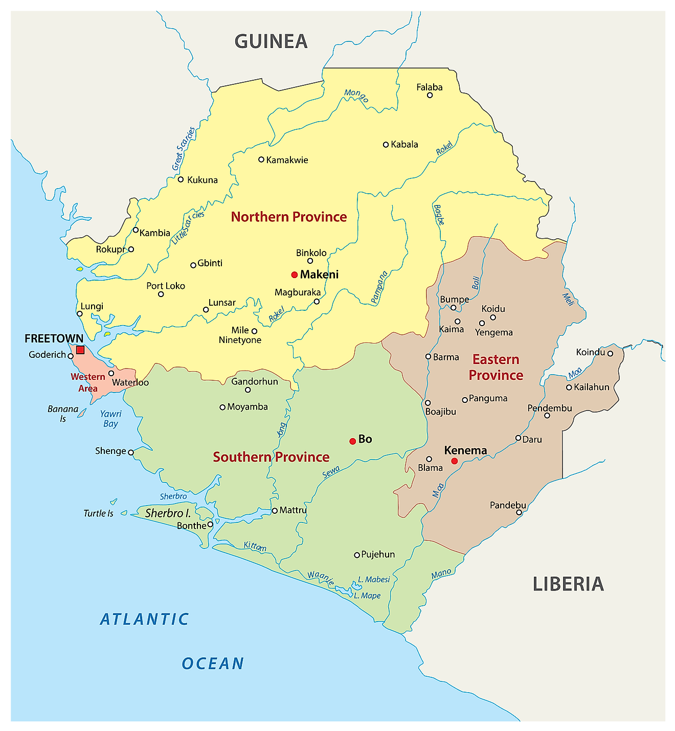 Provinces Of Sierra Leone Map 