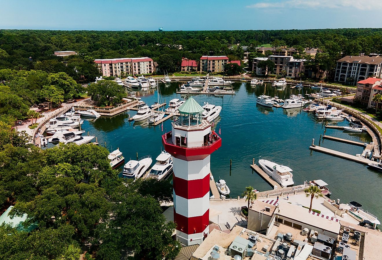 Aerial view of the harbor town, Hilton Head Island, South Carolina