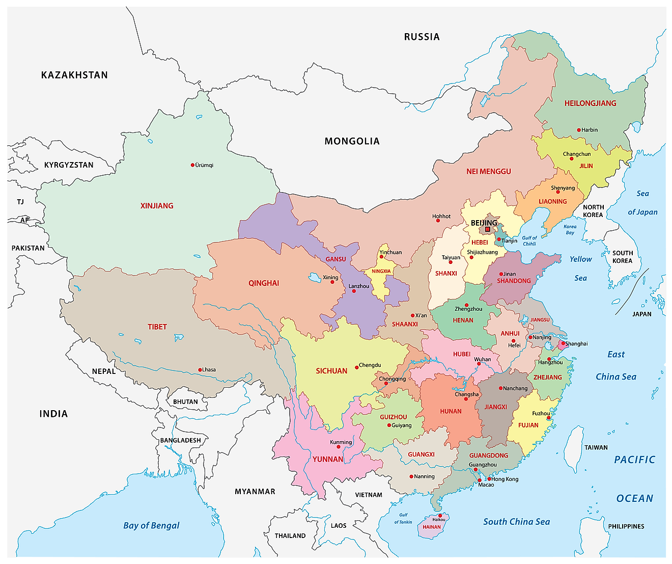 Provinces Of China Map 