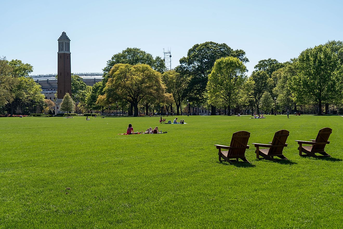 University of Alabama's Quad on a beautiful spring day.