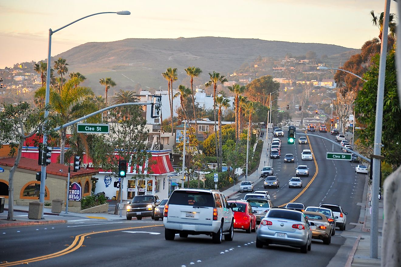 Cleo Street in downtown Laguna Beach, California. Editorial credit: PICTOR PICTURES / Shutterstock.com.