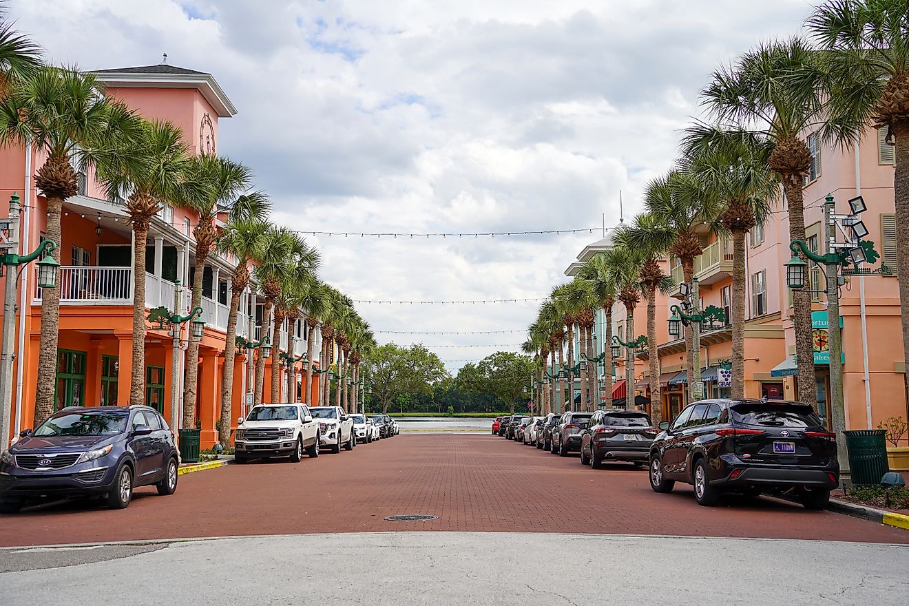 View of Market Street in Celebration, Florida. Image credit JennLShoots via Shutterstock