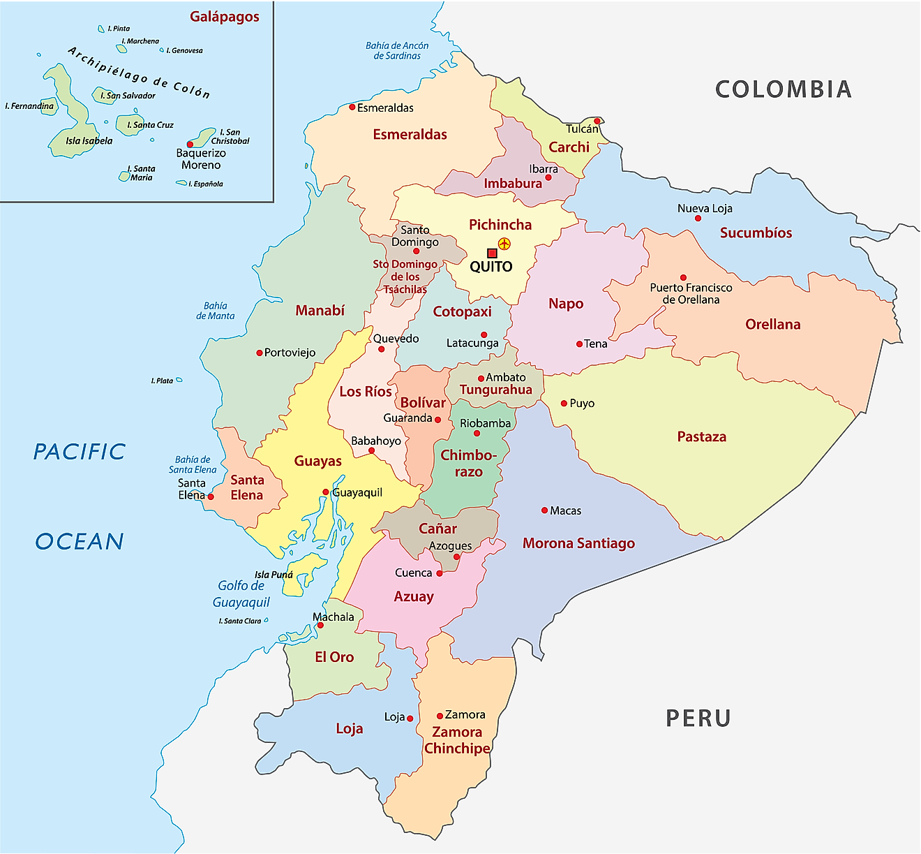 Provinces Of Ecuador Map 