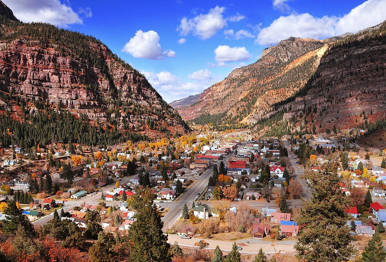 Overlooking Ouray, Colorado in the fall.