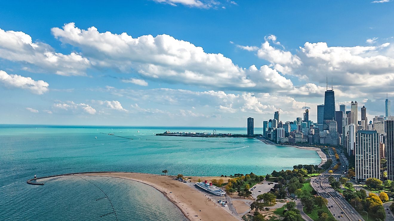 Chicago, Illinois on the shores of Lake Michigan. 