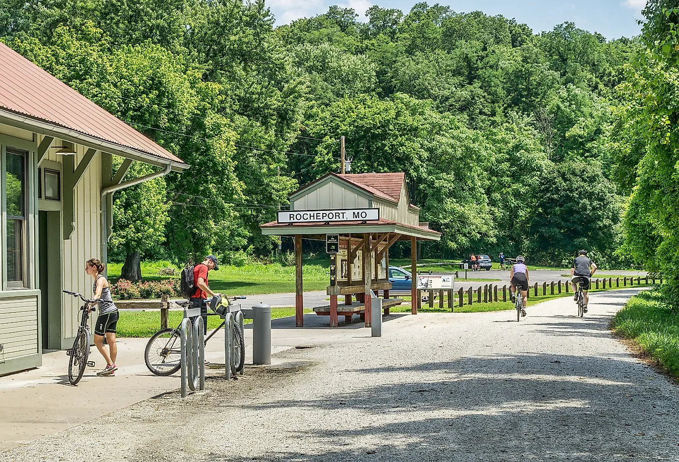 The start of the Katy Trail in Rocheport, Missouri. Image credit marekuliasz via Shutterstock