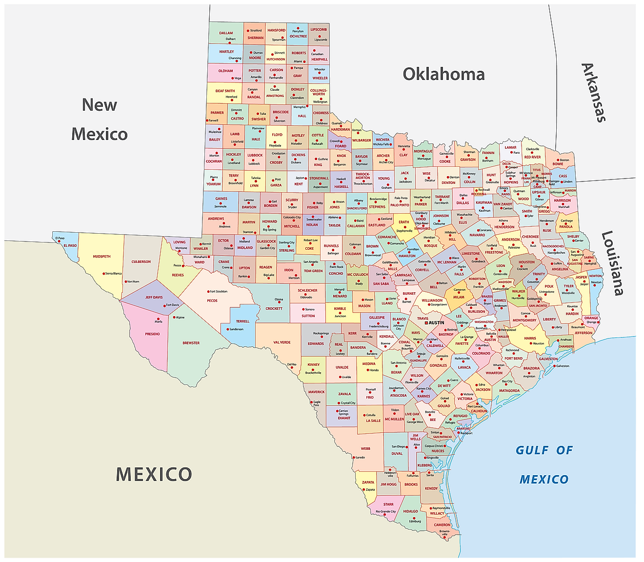 tx map with cities