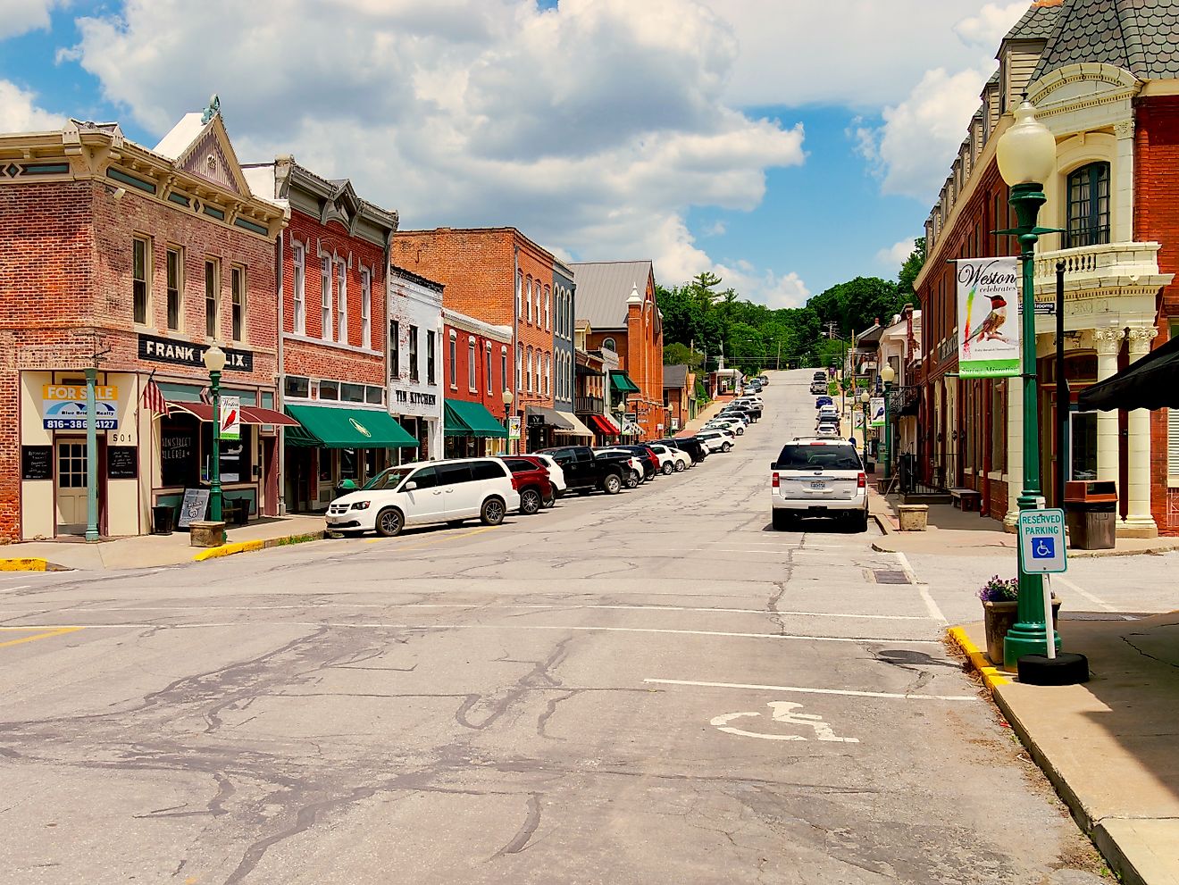 Downtown Main Street in Weston, Missouri.