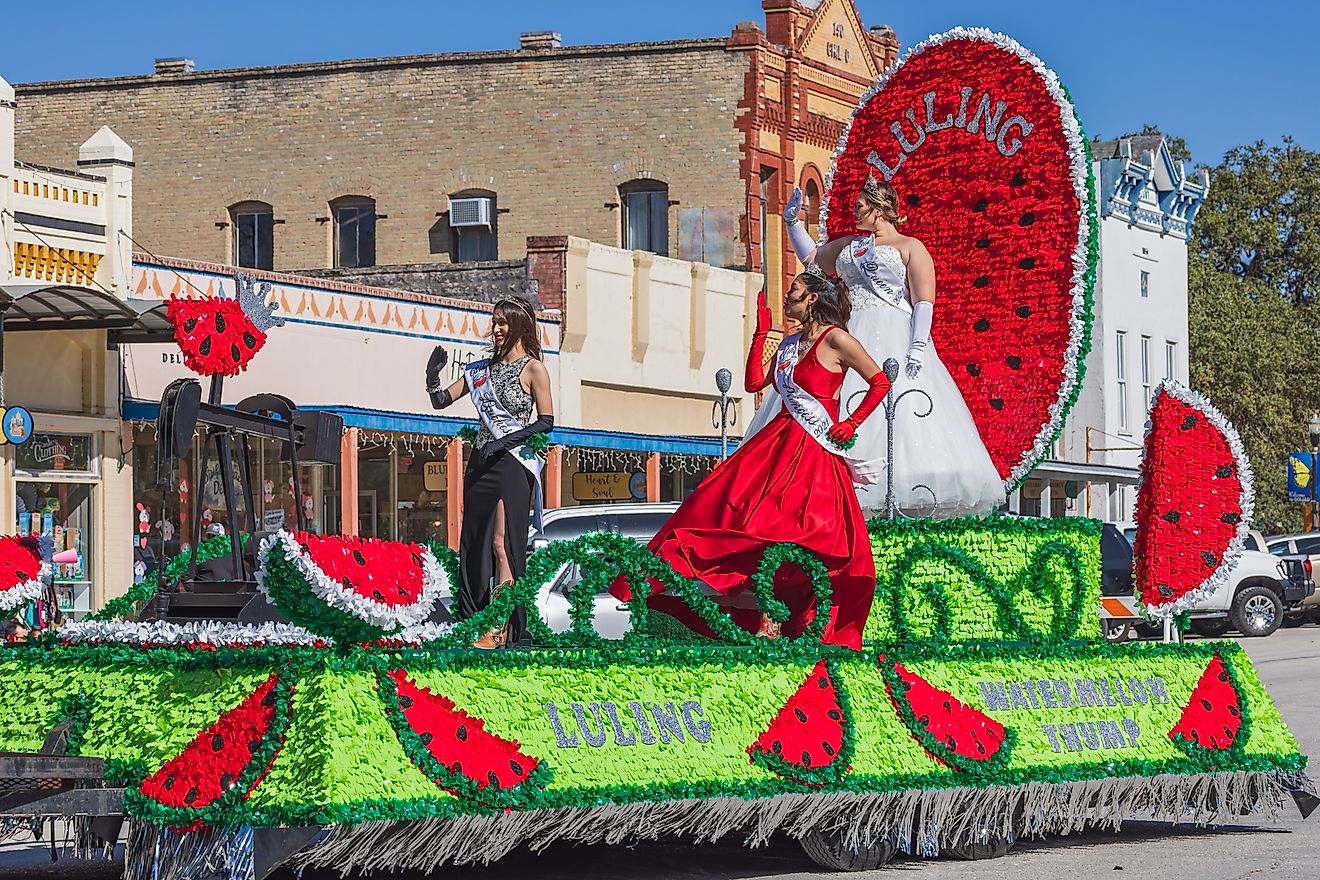 Luling Watermelon Thump festival parade. Editorial credit: Emily Marie Wilson / Shutterstock.com.