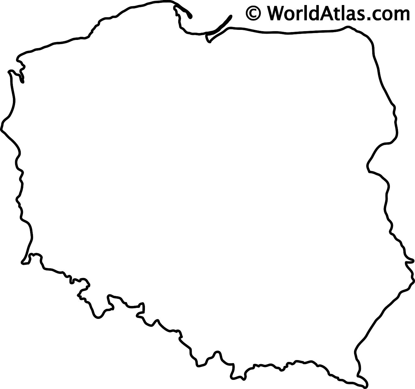 Mapa de contorno en blanco de Polonia