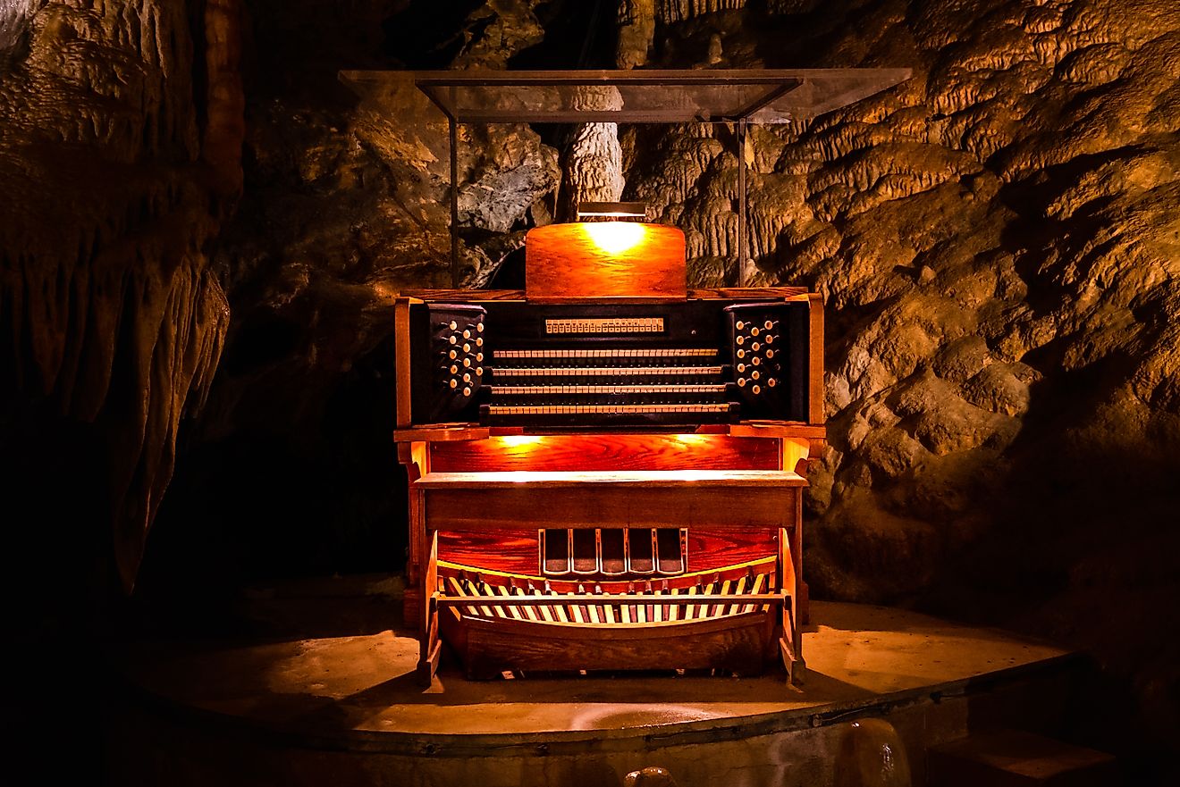 Close-up of the Great Stalacpipe Organ in Virginia. Editorial credit: Big Blink Creative / Shutterstock.com