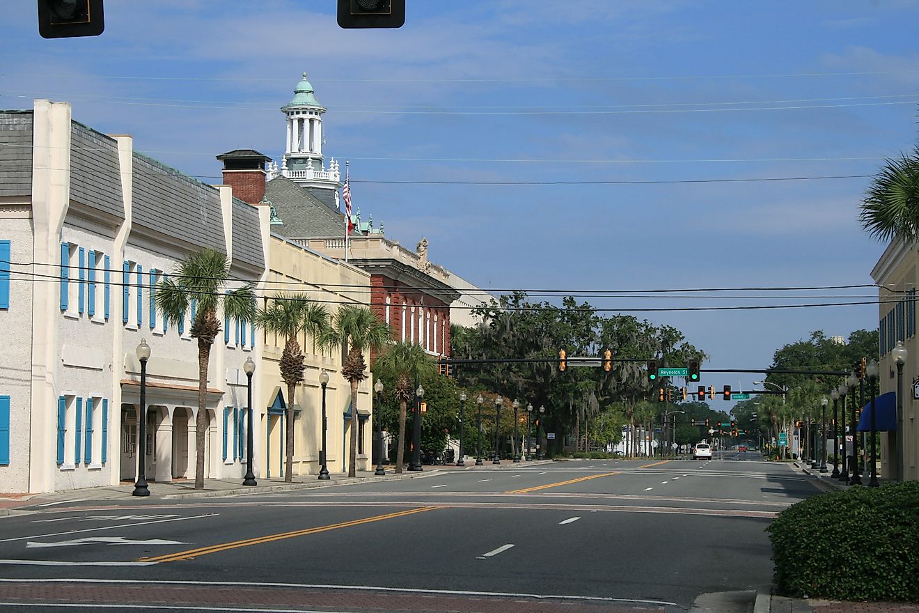 A downtown street in a small town. Brunswick, Georgia