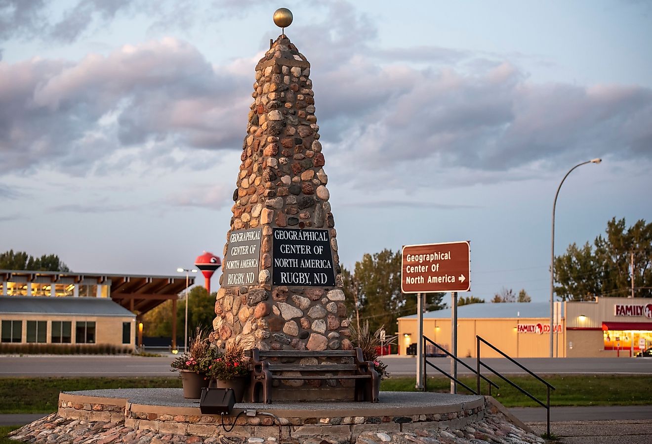 Geological center of the United States obelisk in Rugby, North Dakota. Image credit Dirk Wierenga via Shutterstock