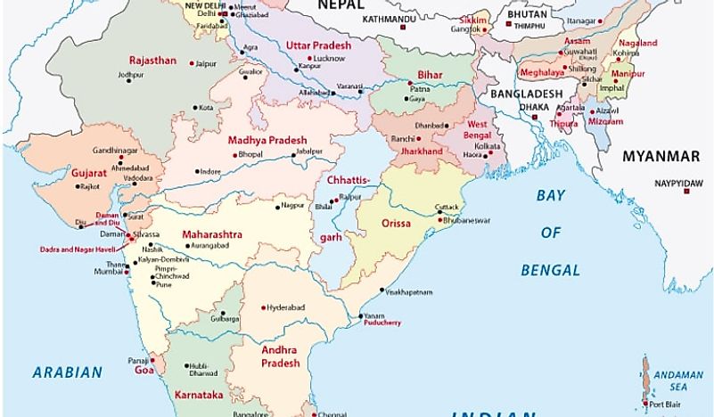 The States Of India By Land Area WorldAtlas