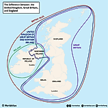 infographic showing what the difference between the United Kingdom, Great Britain, and England is