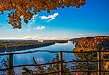 Overlook above Mississippi River at Effigy Mounds National Monument in Iowa, in the fall.