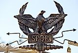 SPQR (Senatus Populus Romanus), the icon of the Ancient Roman Senate.