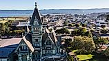 Historic downtown Eureka, California illuminated by morning light.