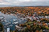 Aerial view of Camden, Maine.