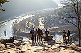 People enjoy the view from the Overlook Point in Harpers Ferry, West Virginia. Editorial credit: Nicole Glass Photography / Shutterstock.com.